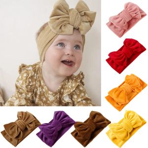 Nouveau gros nœud papillon bébé bandeau velours côtelé nouveau-né infantile élastique bandeau Turban bandeau Double couche doux cheveux accessoires