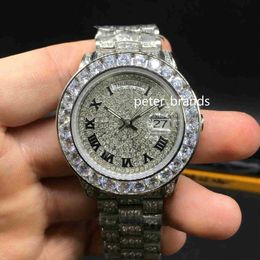 Nouvelle montre à gros diamants montres mécaniques automatiques pour hommes montres à diamants en acier inoxydable boîtier en argent de haute qualité 40MM m213q