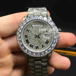 Nouvelle grande montre en diamant montre automatique des montres pour hommes en diamant complet