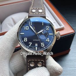 Nieuwe Grote Pilot 46mm X5 Le Petit Prince Blue Dial IW500908 Mens Horloge 7 Dagen Power Reserve Steel Case Bruin Lederen Band Horloges Hallo_Watch