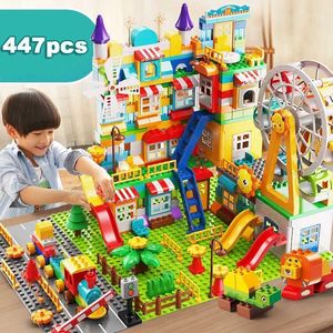 Nuevo bloque de construcción de parque de noria de gran tamaño Compatible con todas las marcas tobogán DIY ladrillos juguetes para niños regalos de navidad Q0624