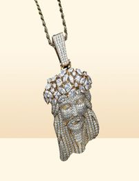 NOUVEAU Collier de pendentif Jésus à grande taille avec chaîne de tennis pour hommes glacés bijoux de charme en or couleurs argentées bijoux hip hop 210323207296474