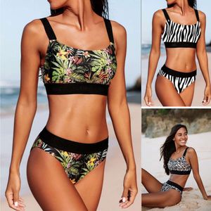 Nouveau bikini divisé Léopard Bikini Bikini Black and White Pattern Swimwear Leaf