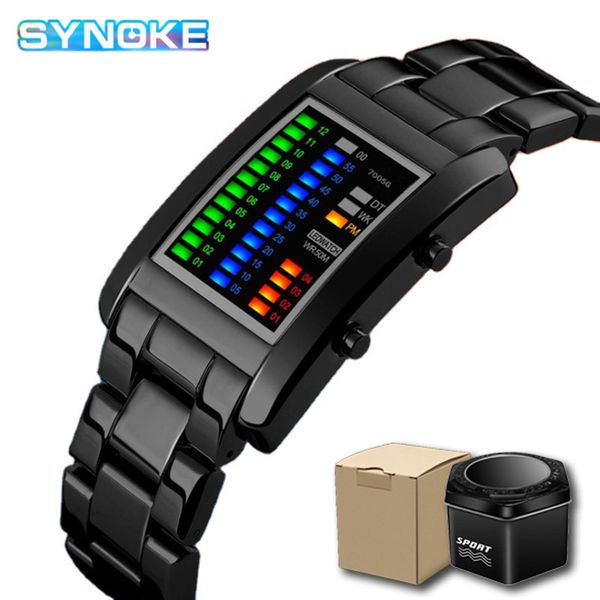 Nuevo reloj de pulsera binario, reloj de pareja para hombres y mujeres, reloj de lujo para amantes, reloj de aleación, reloj de pulsera con fecha LED, relojes deportivos rectangulares