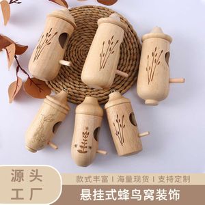 New Bird's Nest Mini Decoration Hummingbird House Outdoor Garden Courtyard Wooden suspension Artisanat