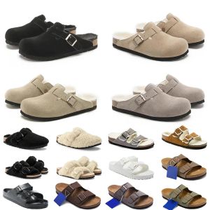 Nieuw BirkStocks Bostons Clogs Sandalen Birkin Beach zomergesp Designer pantoffels Bostons Microfiber shearling suède slippers Birkin Birko-Flor Platform Slide