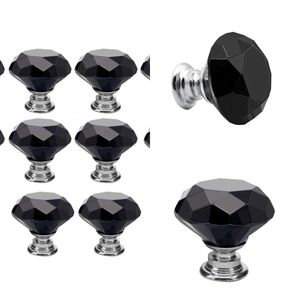 Nouveau noir 10pcs 30 mm en verre en verre boucles de diamant de forme de diamant armoires de cuisine commode armoire armoire armoire armoire tire les poignées