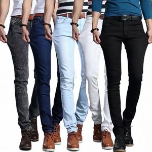 Nieuwe Zwart Blauw Skinny Jeans Mannen Lente Zomer Slim Fit Denim Jeans Mannen Cott Stretch Denim Broek Goede Kwaliteit potlood Broek t60d #