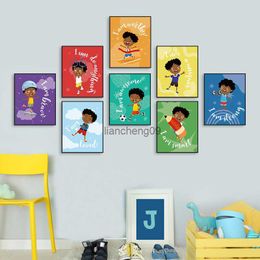 New Black Boy Frameless Canvas Painting Dormitorio Art Inspirational Mural Poster and Prints para Child Room Decoration Pictures L230620