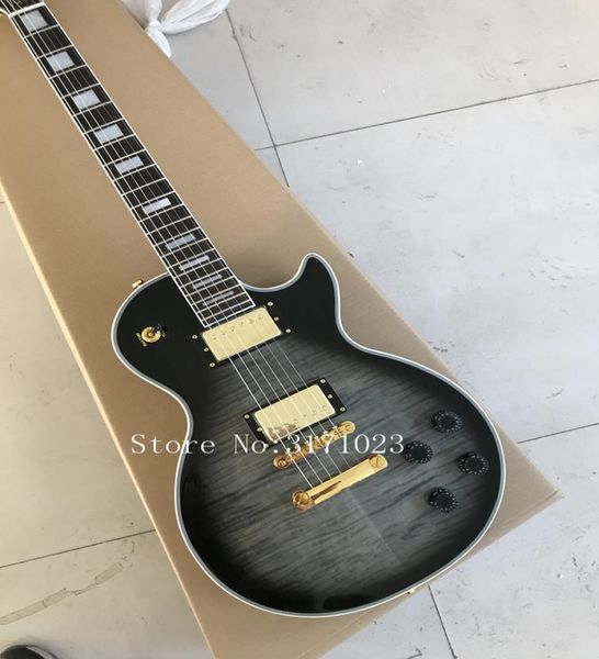 Nueva guitarra eléctrica de tienda personalizada de color negro con herrajes dorados, venta de alta calidad, guitarra china 9469927