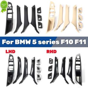 Nueva manija de puerta interior de coche LHD/RHD de fibra de carbono negra compatible con BMW 5 series F10 F11 520d 525d 530d 535i cubierta embellecedora de tirar del panel interior