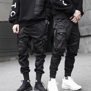 Nieuwe Black Cargo Broek Hip Hop Jongens Multi-Pocket Elastische Taille Harem Pant Mannen Streetwear Punk Broek Jogger Tactische Broek 5XL X0615