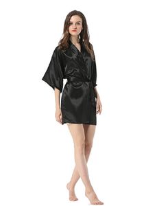 Ropa interior Sleepwear New Black China Femenina de seda Fuente de seda Batin Bath Bathrobe Kimono Basta de baño sólido S M L XL XXL