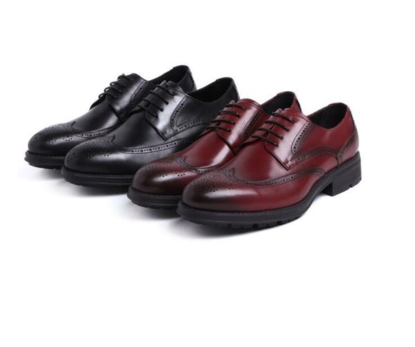 Chaussures noires pour hommes, vêtements de travail, bout rond, semelle souple, en cuir de vache, mode de mariage, Oxfords