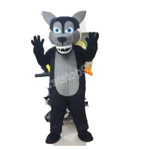 Nieuwe zwarte dog fox fancy mascotte kostuums kerstfeestje canje jurk strikte karakter outfit pak volwassenen maat carnaval paas advertenties