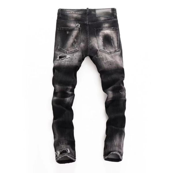 Nuevo Negro DSQ Ventas calientes Hombres Jeans Agujero Azul claro Gris oscuro Euro Marca Hombre Pantalones largos Pantalones Streetwear denim Flaco Slim Straight Biker Jean D2 Insignia de calidad superior