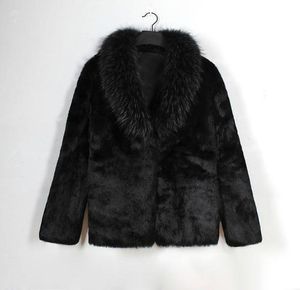 Nouvelle veste en fausse fourrure noire pour hommes Coll de châle de fourrure à manches longues manteaux d'hiver décontractés cadeau de fête de Noël pour HE4722797