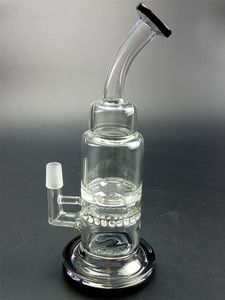 Black Glass Bong Hookahs 38mm Buis Dubbele Recycler Kam Percy Disk Water Pipe met GRATIS LADING MATCHING Dry Bowl