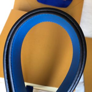 Nouvelle lettre noire fleur fond bleu ceinture réversible qualité véritable ceinture en cuir pour hommes avec boîte hommes designers ceintures designer be264Z