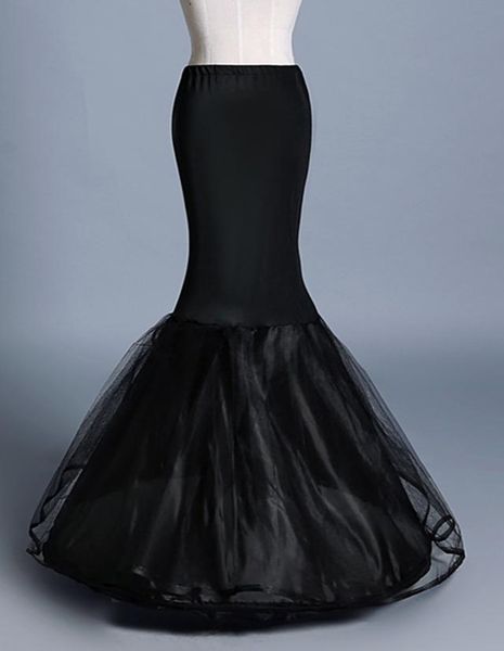 Nuevas enaguas de sirena negras para mujer, 1 aro, falda interior de tul de dos capas, accesorios de boda, crinolina barata cpa11974935874