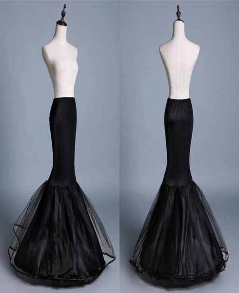 Nouveau noir sirène robes de mariée jupons femme 1 cerceau deux couches Tulle sous-jupe accessoires de mariage Crinoline cpa11971237423