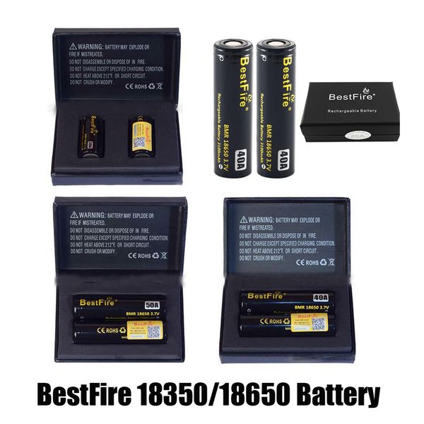 Nouvel emballage noir Authentique BestFire BMR 18350 Batterie 18650 2700mAh 50A 3.7V 3100mAh 40A 1300mAh 30A Batteries au lithium rechargeables Cellule