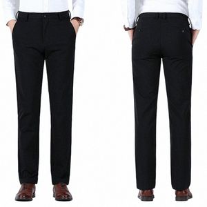 Nouveau pantalon noir hommes 2023 automne hiver léger élastique poids lourd Busin pantalon couleur unie doux pantalons décontractés 67si #