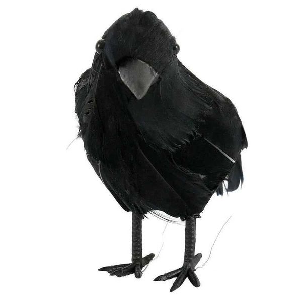 Nuevos abalorios de cuervo de plástico negro, accesorio de Halloween, abalorio de pájaro artificial, señuelos de caza, decoración de jardín para el hogar, decoración de casa embrujada