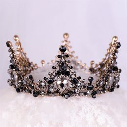 NIEUW Zwarte prinses hoofddeksels Chique bruidstiara's Accessoires Prachtige kristallen parels Bruiloft tiara's en kronen 12102342V