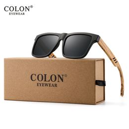 Nieuwe zwarte zonnebril hout gepolariseerde zonnebril herenbril handgemaakte UV400 beschermingsbrillen retro houten zonnebril
