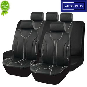 Nouveau siège de voiture universel noir couvre ensemble en cuir avec coutures à la main et Inserts blancs accessoires coussin de protection de siège intérieur