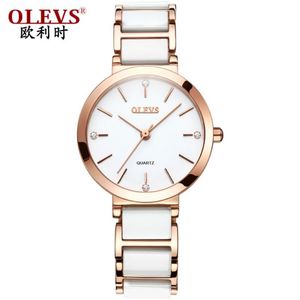 nieuwe zwart witte keramische band elegante quartz horloges diamant chronograaf dames waterdicht horloge dame mode polshorloge clo2239