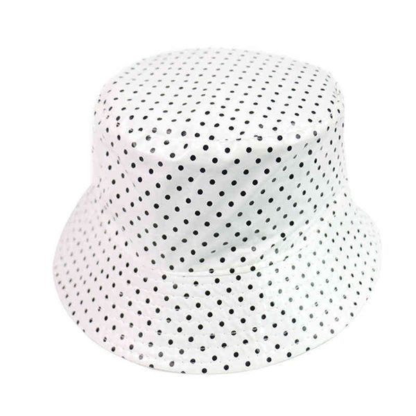 Nuevo Gorros de pescador con estampado de lunares en blanco y negro, sombreros de cubo para mujer, G220311