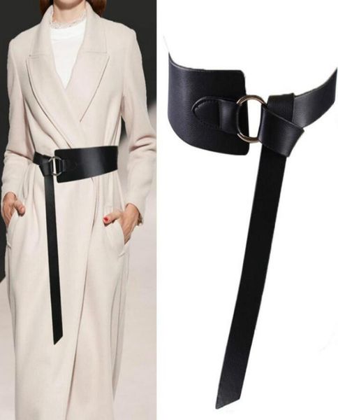 Nouveau noir large Corset en cuir ceinture femme cravate Obi ceinture mince marron arc loisirs ceintures pour femmes robe de mariée ceinture 2908958