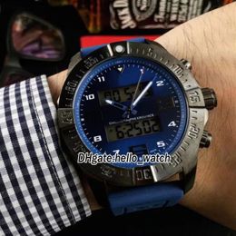 NOUVEAU ESPACE ENTERNEUX BLACKBIRD CHRONO B55 EB5510H2 Blue Dial Double Affichage Quartz Digital Mens Watch Rubber Strap Gents W260D