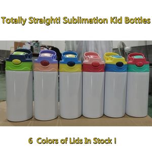 New Straight 6 Couleurs DIY Blank Sublimation Sippy Cup Tumbler 350ML Biberon Transfert De Chaleur Enduit Dessin Animé Double Paroi En Acier Inoxydable Enfants Tasses À Eau