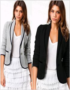 Nouveau blazer Fashion Femmes Spring automne slim court design Collier Collier Blazer Gray Black Couches courtes pour femmes Europe SI4345044