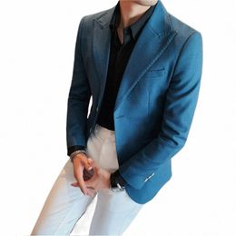 Nieuwe Blazers voor Mannen Slim Fit Bruidegom Bruiloft Pak Jassen Pure Kleur Klassieke Heren Casual Jasje Busin Leisure Tuxedo Dr D1TM #