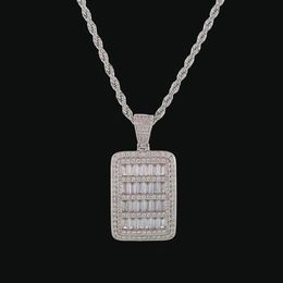 Collier avec pendentif en forme d'étiquette de chien pour hommes, bijoux Hip Hop, chaîne en corde en acier, couleur or, Zircon cubique complet, cadeau 274k, nouvelle collection