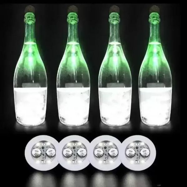 Nouveau Blinking Glow LED Bouteille Autocollant Coaster Lumières Clignotant Tapis De Tasse Alimenté Par Batterie Pour La Fête De Noël Bar De Mariage Vase Décoration Lumière Boutique B0803