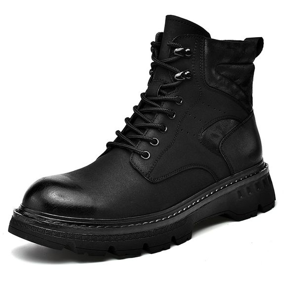 Nouveau bloc hommes bottes marron troupeau bout carré à lacets hommes bottes courtes pour hommes Botas De Hombre hommes bottes pour garçons chaussures De fête 38-44