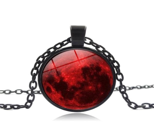 Nouveau sang rouge lune pendentif collier nébuleuse astrologie gothique galaxie espace extérieur hommes femmes verre Cabochon bijoux cadeaux Y03018216576