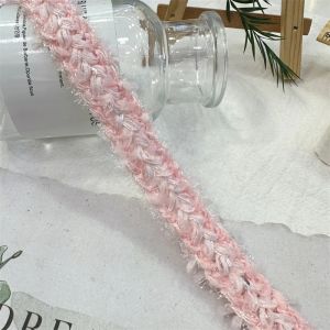 Nieuwe blauw en roze geweven gefrituurd deegwendingen Tweed Lace Handgemaakte DIY -kledingaccessoires met decoratieve stripwebbing op de tuin