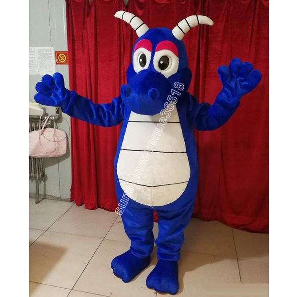 New Blue Dragon Mascot Costume Top Cartoon Anime Theme Character Carnival Unisexe Adults Size Christmas Birthday Party Outdoor Tiptid