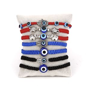 Nieuwe Blue Evil Eye Charm Gevlochten Touw Kettingen Armbanden Voor Vrouwen Mannen Schildpad Olifant Hamsa Hand Charm Red String Bangle mode-sieraden