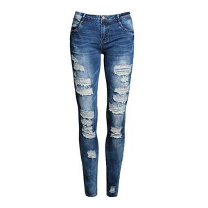 Nieuwe Blue Jeans Pancil Broek Vrouwen Hoge Taille Slanke Gat Gescheurde Denim Jeans Casual Stretch Broek Jeans Broek voor Women209w