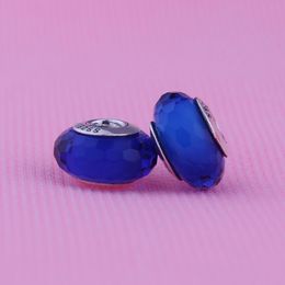 Nuevas cuentas de cristal de Murano facetadas con hilo azul aptas para pulseras Pandora cuentas sueltas de Plata de Ley 925 auténtica originales DIY que hacen dijes 1 pieza por lote