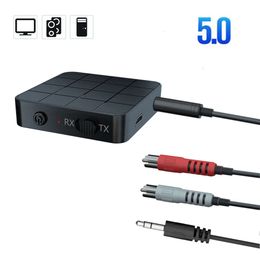 Nuevo transmisor receptor de audio Bluetooth 5,0 3,5mm AUX Jack RCA USB Dongle adaptador inalámbrico estéreo con micrófono para coche TV PC auriculares