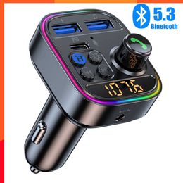 Nouveau Bluetooth 5.3 Fm Transmetteur Sans Fil Bluetooth Adaptateur De Voiture Aux Radio Récepteur Lecteur MP3 Mains Libres Appel Type-c Usb Chargeur De Voiture