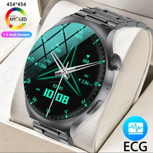 Nuevo reloj inteligente con llamada Bluetooth para hombre, 1,5 pulgadas, 454, 454 HD, pantalla completamente táctil, deportes, Fitness, ECG, monitoreo del ritmo cardíaco, reloj inteligente